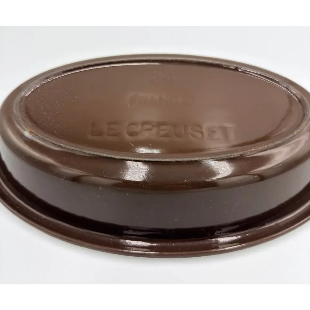 Le Creuset #24 Brown Enameled Cast Iron Oval Au Gratin Casserole Baking Dish